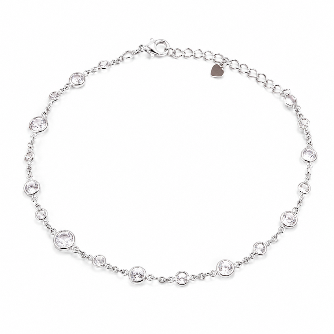 Pulseira Riviera Cristal – Banhadas a Rôdio Branco