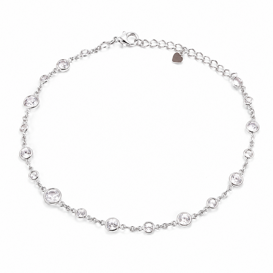Pulseira Riviera Cristal – Banhadas a Rôdio Branco